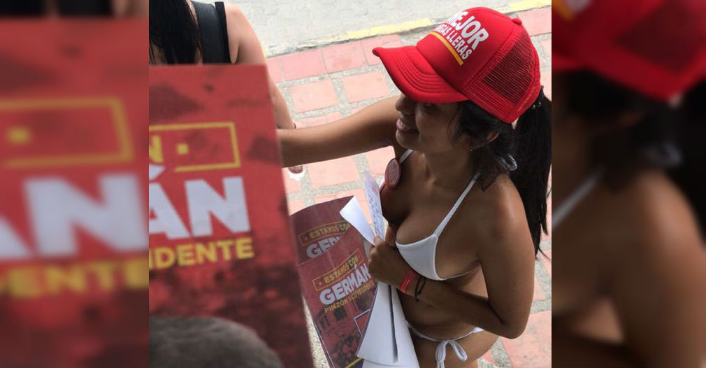 コロンビア大統領選における美女ビキニキャンペーン。あなたは賛成？反対？　【PG12指定】